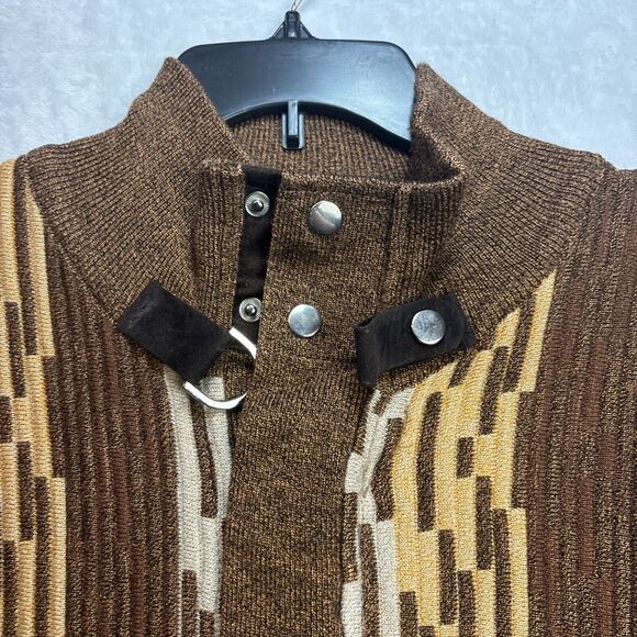 Vintage Men SILVERSILK Fancy Thick Sweater Jacket Zipper Pockets Mock Neck - Picture 6 of 10